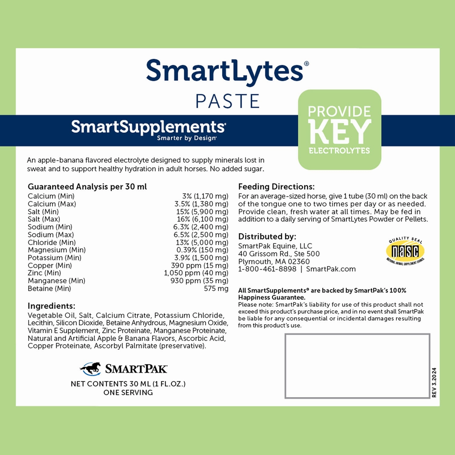 SmartEquine SmartLytes Electrolyte Paste for Horses