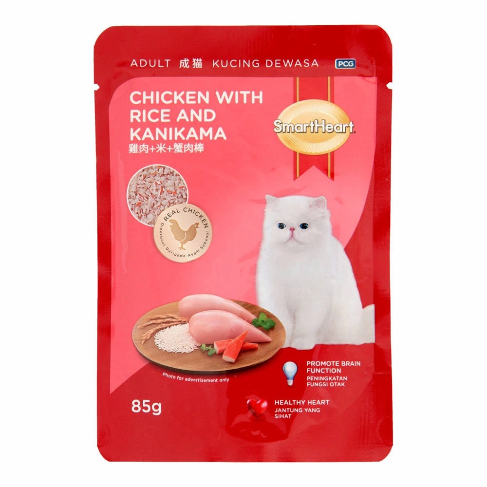 Smartheart Chicken with Rice & Kanikama Pouch Cat Food 85g x 12 natural cat food soft cat treats freeze dried cat food organic cat treats indoor cat food