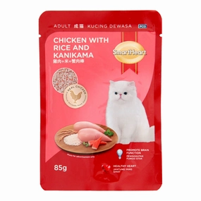 Smartheart Chicken with Rice & Kanikama Pouch Cat Food 85g x 12 natural cat food soft cat treats freeze dried cat food organic cat treats indoor cat food