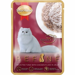 Smartheart Refine Selected Tuna With Chicken Flake In Jelly Pouch Cat Food 70g x 12 cat snacks catnip treats healthy cat food cat reward treats low calorie cat food