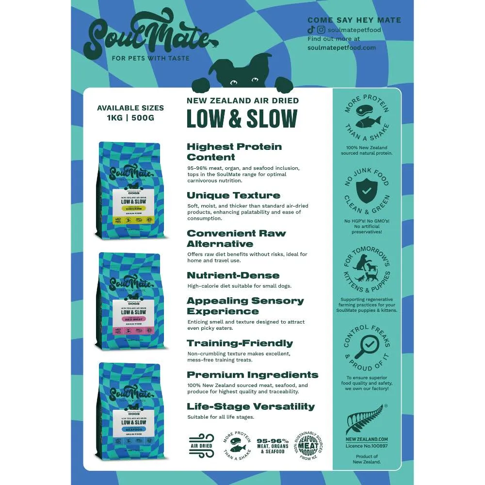 SoulMate Low & Slow New Zealand Chicken Grain Free Air Dried Dog Food