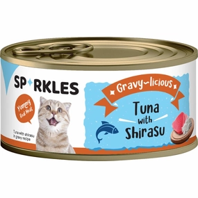 Sparkles Gravy-licious Tuna With Shirasu Canned Cat Food 80g x 24 cat snacks catnip treats healthy cat food cat reward treats low calorie cat food