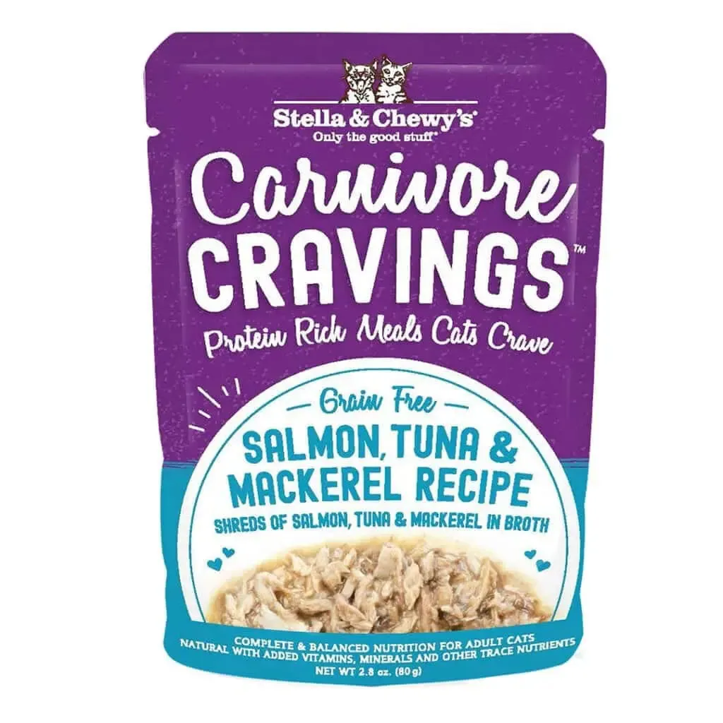 Stella & Chewy's Carnivore Cravings Salmon, Tuna & Mackerel Recipe Wet Cat Food cat treats toys for cats cat hair remover cat cleaning supplies cat food bowl
