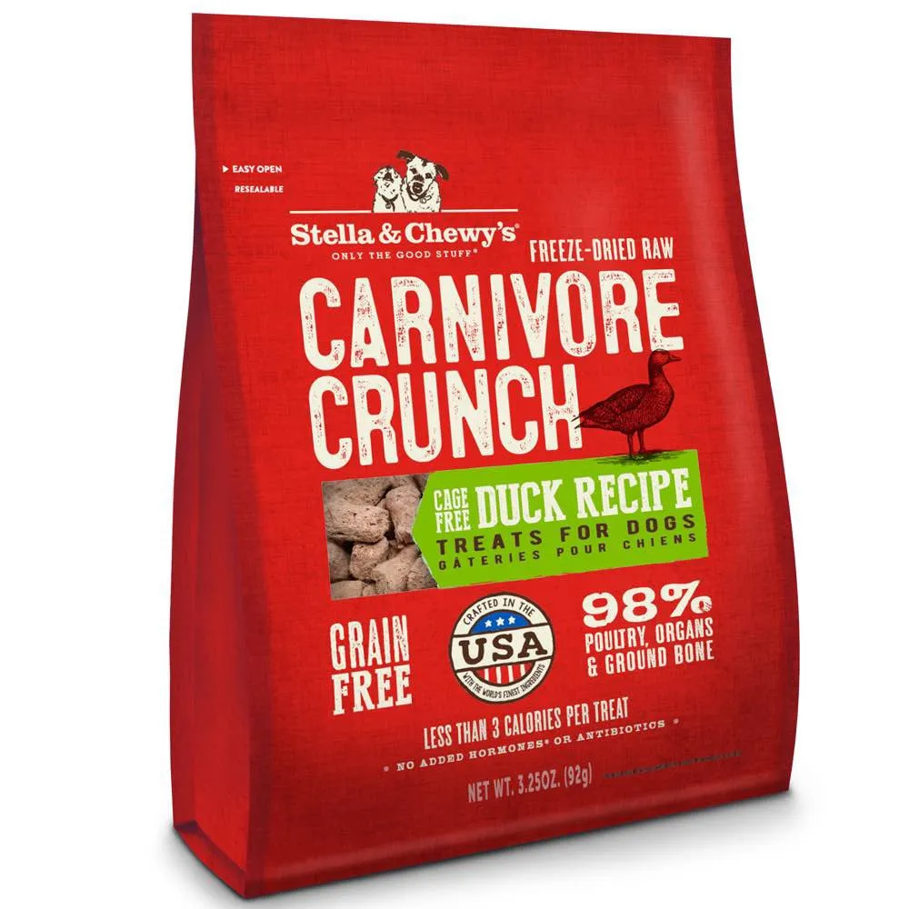 Stella & Chewys Carnivore Crunch Duck Grain-Free Freeze-Dried Dog Treats 3.25oz dog sweater dog tuxedo dog dress holiday dog outfit dog birthday shirt