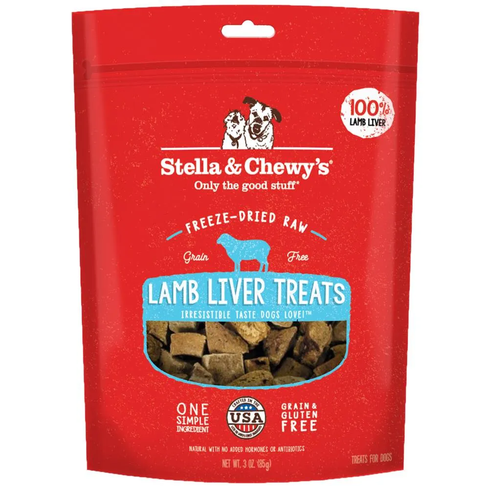 Stella & Chewys Lamb Liver Single Ingredient Grain-Free Freeze-Dried Dog Treats 3oz (Exp 6Aug25) dog supplies dog food toys accessories dog bed
