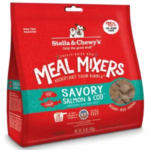 Stella & Chewys Savory Salmon & Cod Meal Mixers Grain-Free Freeze-Dried Raw Dog Food dog sweater dog tuxedo dog dress holiday dog outfit dog birthday shirt