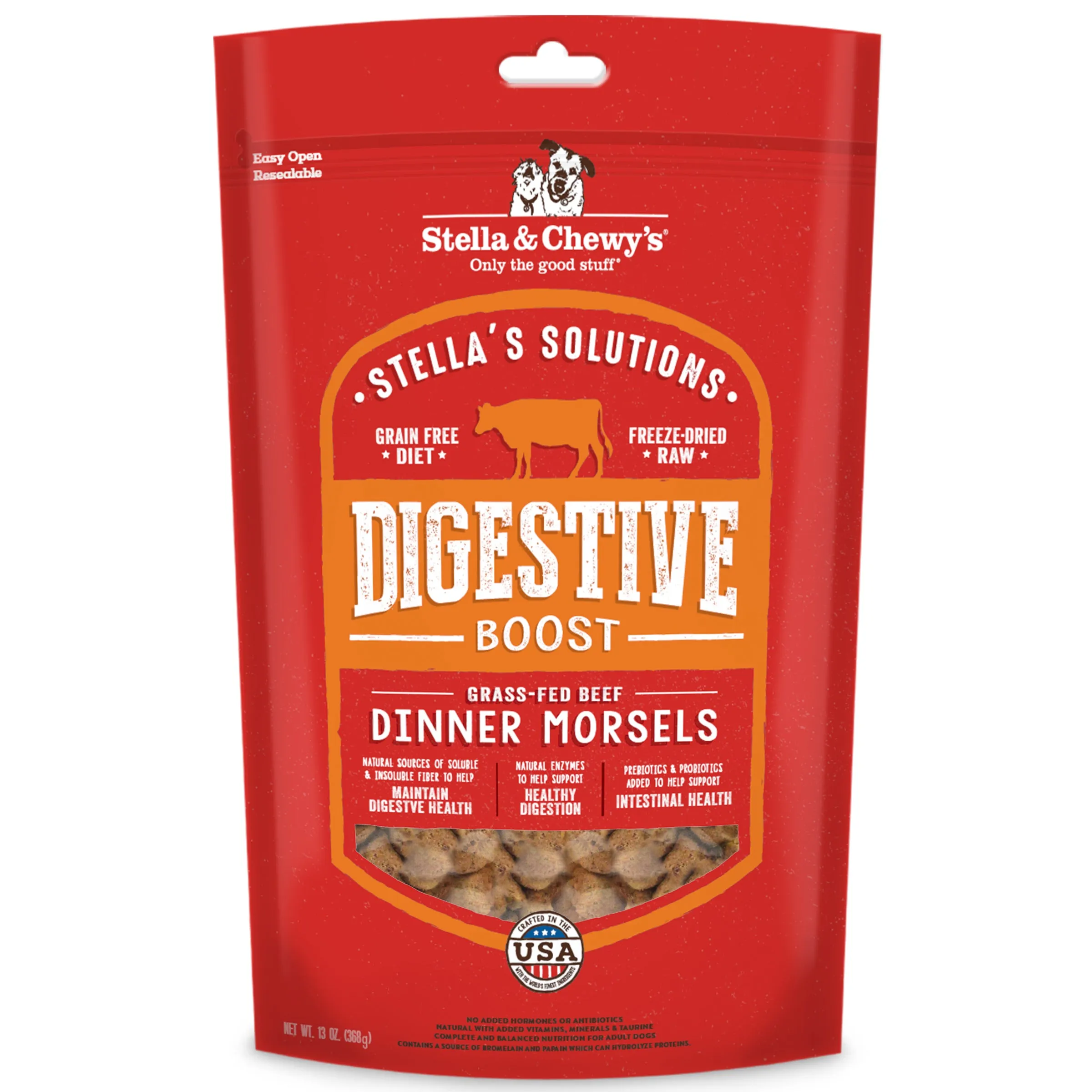 Stella & Chewys Stellas Solutions Digestive Boost Beef Grain-Free Freeze-Dried Raw Dog Food dog sweater dog tuxedo dog dress holiday dog outfit dog birthday shirt