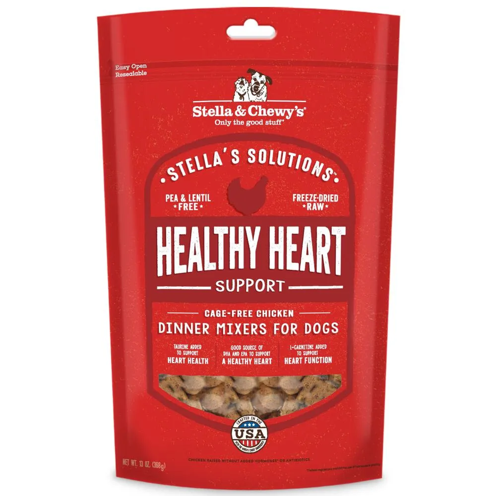 Stella & Chewys Stellas Solutions Healthy Heart Support Chicken Grain-Free Freeze-Dried Raw Dog Food 13oz (Exp Sep 2025) dog sweater dog tuxedo dog dress holiday dog outfit dog birthday shirt