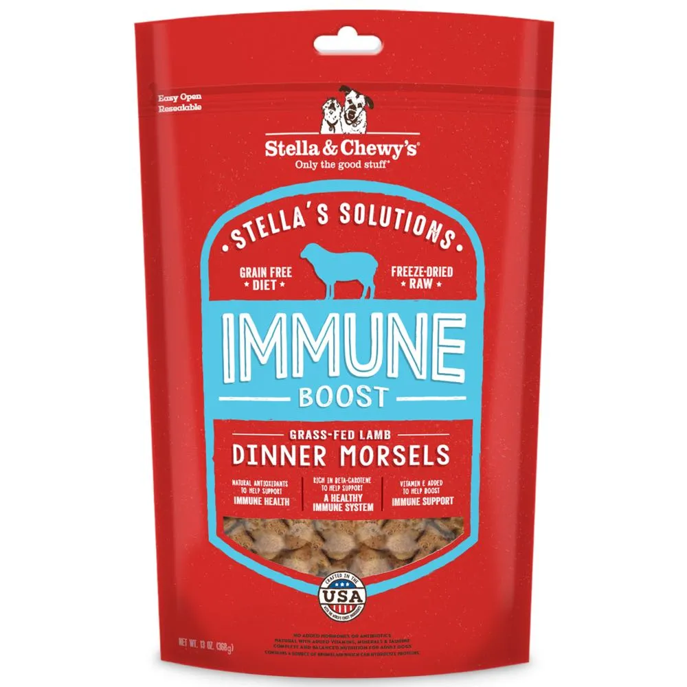 Stella & Chewys Stellas Solutions Immune Boost Lamb Grain-Free Freeze-Dried Raw Dog Food 13oz (Exp 19Dec25) dog sweater dog tuxedo dog dress holiday dog outfit dog birthday shirt