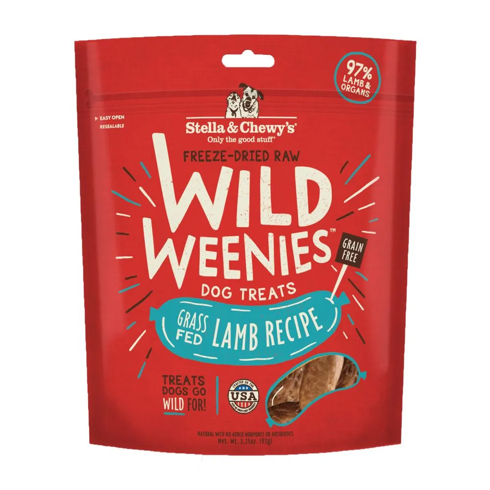 Stella & Chewys Wild Weenies Lamb Recipe Grain-Free Freeze-Dried Dog Treats 3.25oz dog sweater dog tuxedo dog dress holiday dog outfit dog birthday shirt