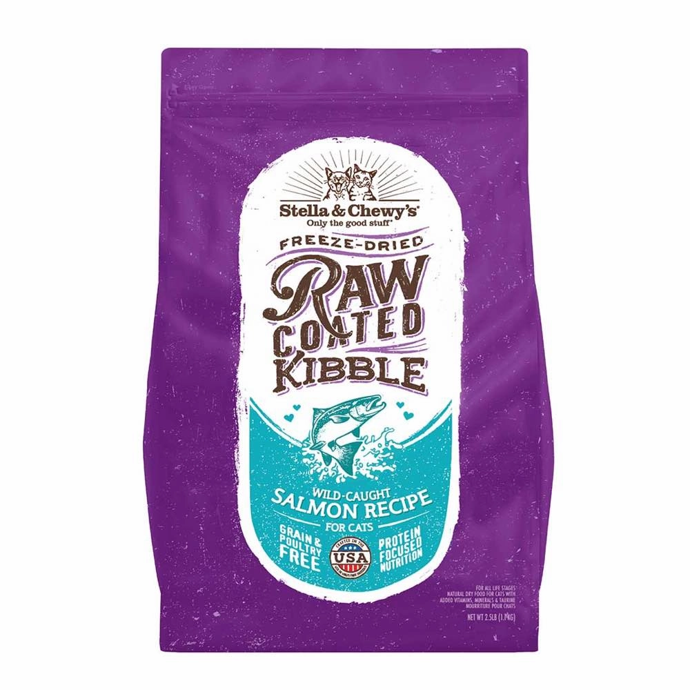 Stella & Chewys Freeze-Dried Raw Coated Kibble Salmon Grain-Free Dry Cat Food cat snacks catnip treats healthy cat food cat reward treats low calorie cat food