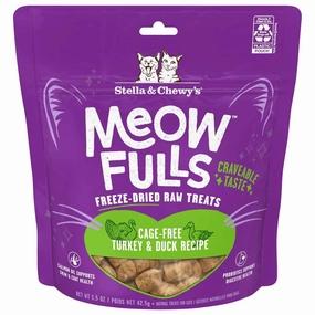 Stella & Chewys Meowfulls Turkey & Duck Recipe Freeze-Dried Cat Treats 1.5oz cat snacks catnip treats healthy cat food cat reward treats low calorie cat food