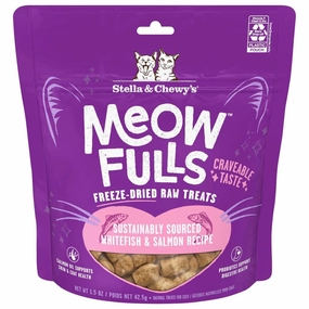 Stella & Chewys Meowfulls White Fish & Salmon Recipe Freeze-Dried Cat Treats 1.5oz cat snacks catnip treats healthy cat food cat reward treats low calorie cat food