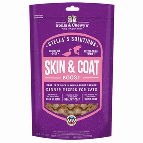 Stella & Chewys Stella Solutions Skin & Coat Boost Duck & Salmon Freeze-Dried Cat Food 7.5oz cat snacks catnip treats healthy cat food cat reward treats low calorie cat food