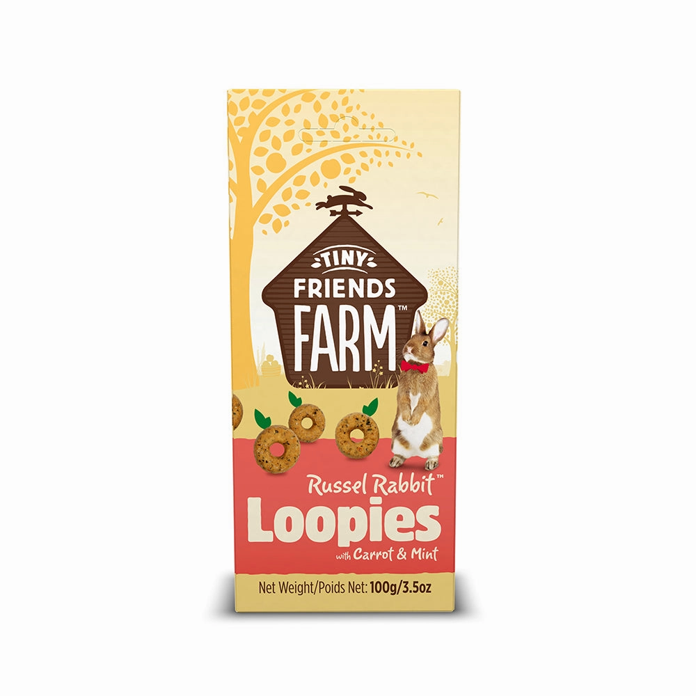 Supreme Tiny Friends Farm Russel Rabbit Loopies Carrot & Mint 100g puppy starter kit puppy crate puppy collar puppy pee pad puppy food