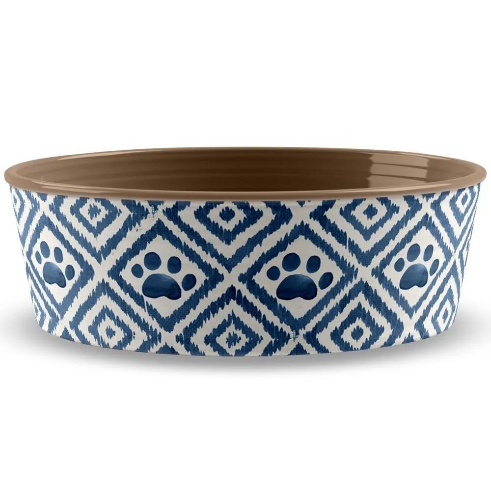 TarHong Paw Ikat Dog Bowl (Indigo) dog bones rawhide chew sticks dog jerky bacon bone
