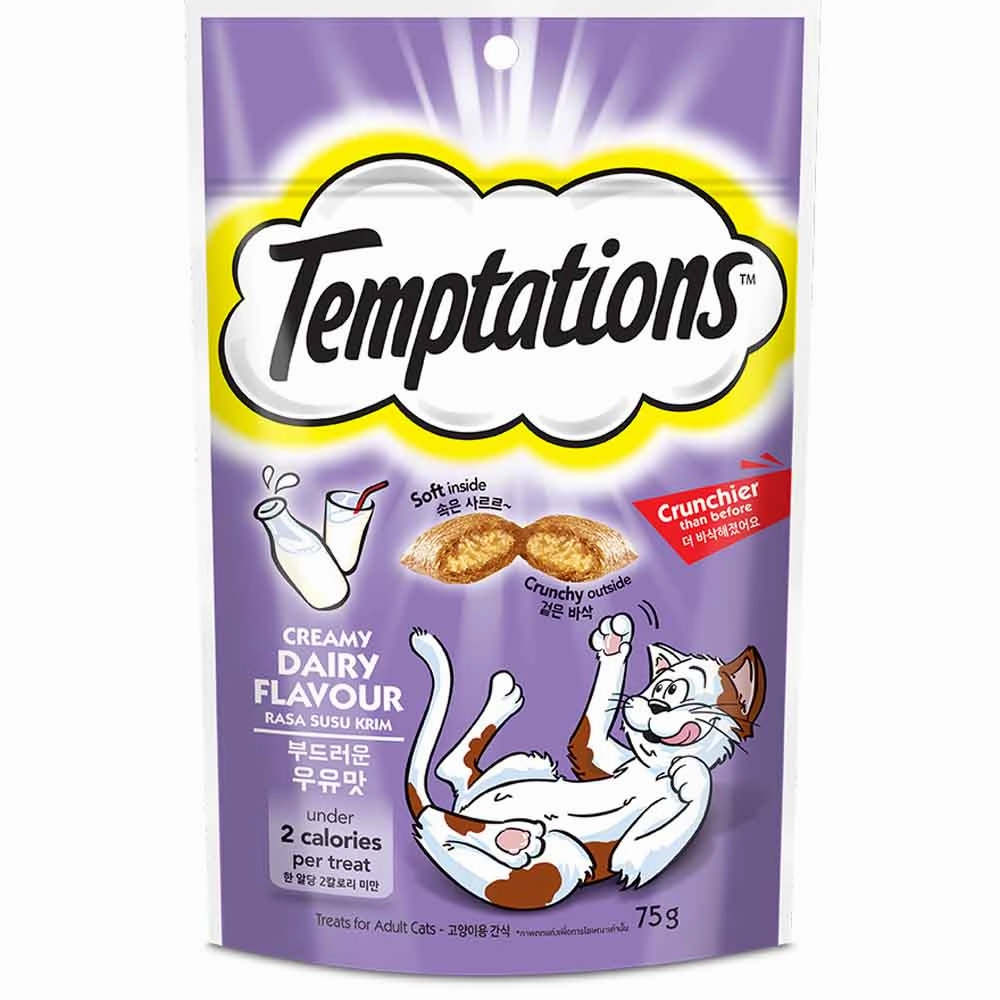 Temptations Creamy Dairy Cat Treats 75g cat snacks catnip treats healthy cat food cat reward treats low calorie cat food