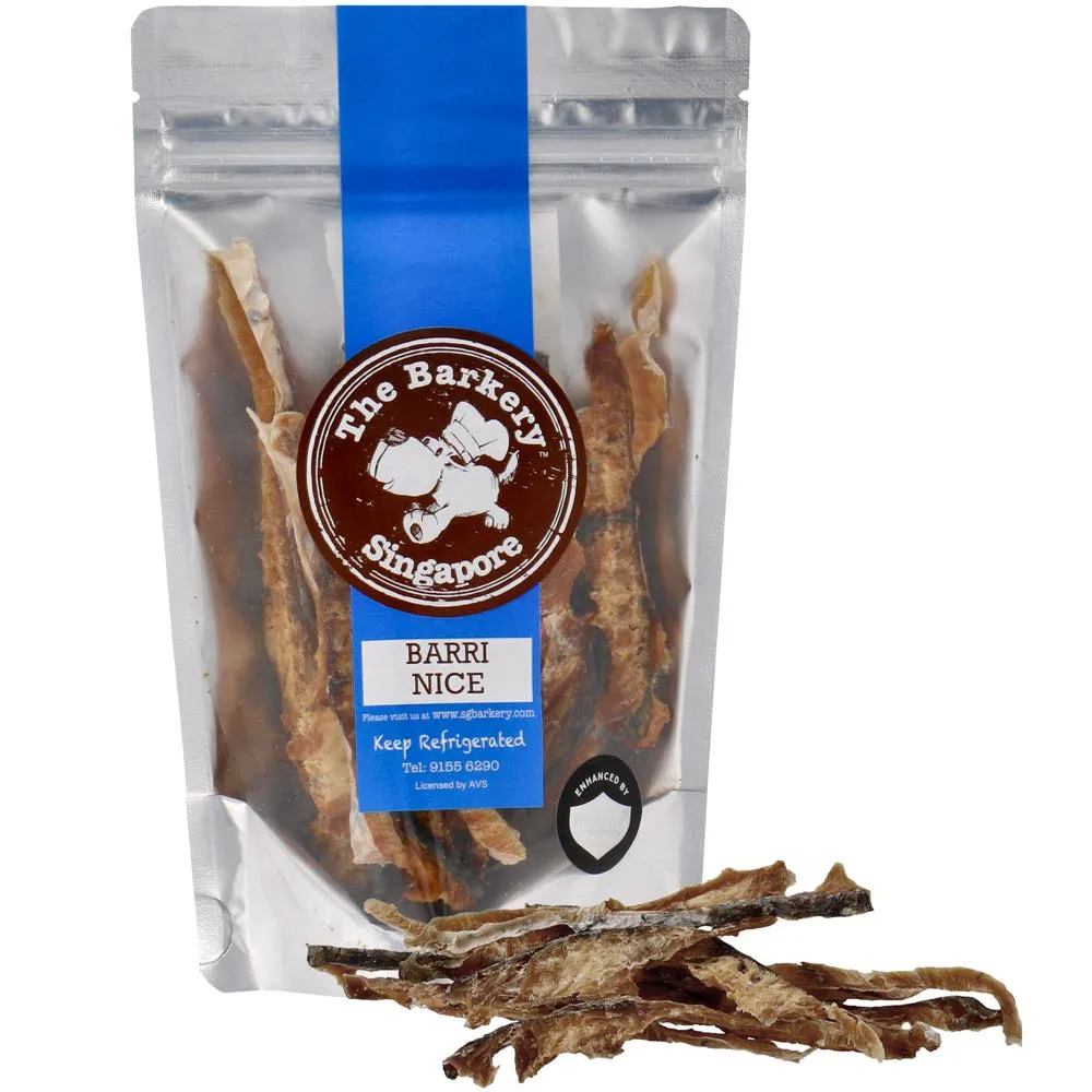 The Barkery Barri Nice Barramundi Fish Grain-Free Dog Treats dog sweater dog tuxedo dog dress holiday dog outfit dog birthday shirt