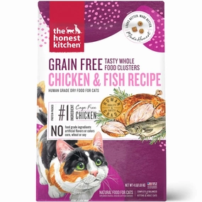The Honest Kitchen Whole Food Clusters Chicken & Fish Grain-Free Dry Cat Food 4lb premium cat food dental cat treats cat chicken treats tuna cat food cat fish treats