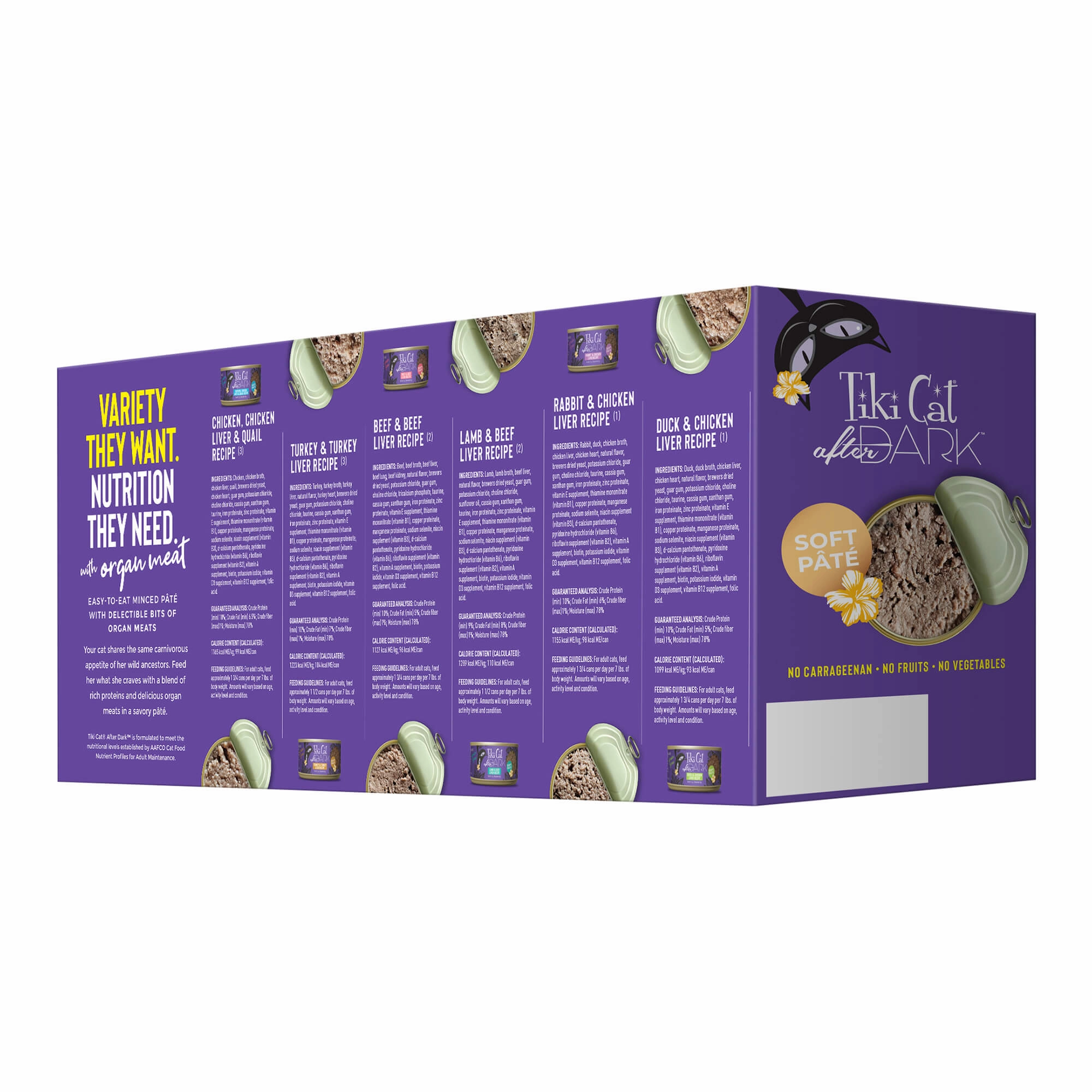 Tiki Cat After Dark Pate Wet Cat Food, Variety Pack, 3 oz Cans, 12 ct