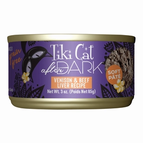 Tiki Cat After Dark Pate Wet Cat Food, Wild Venison & Beef Liver, 3 oz Cans, 12 ct cat treats,dry cat food,cat snack pouch