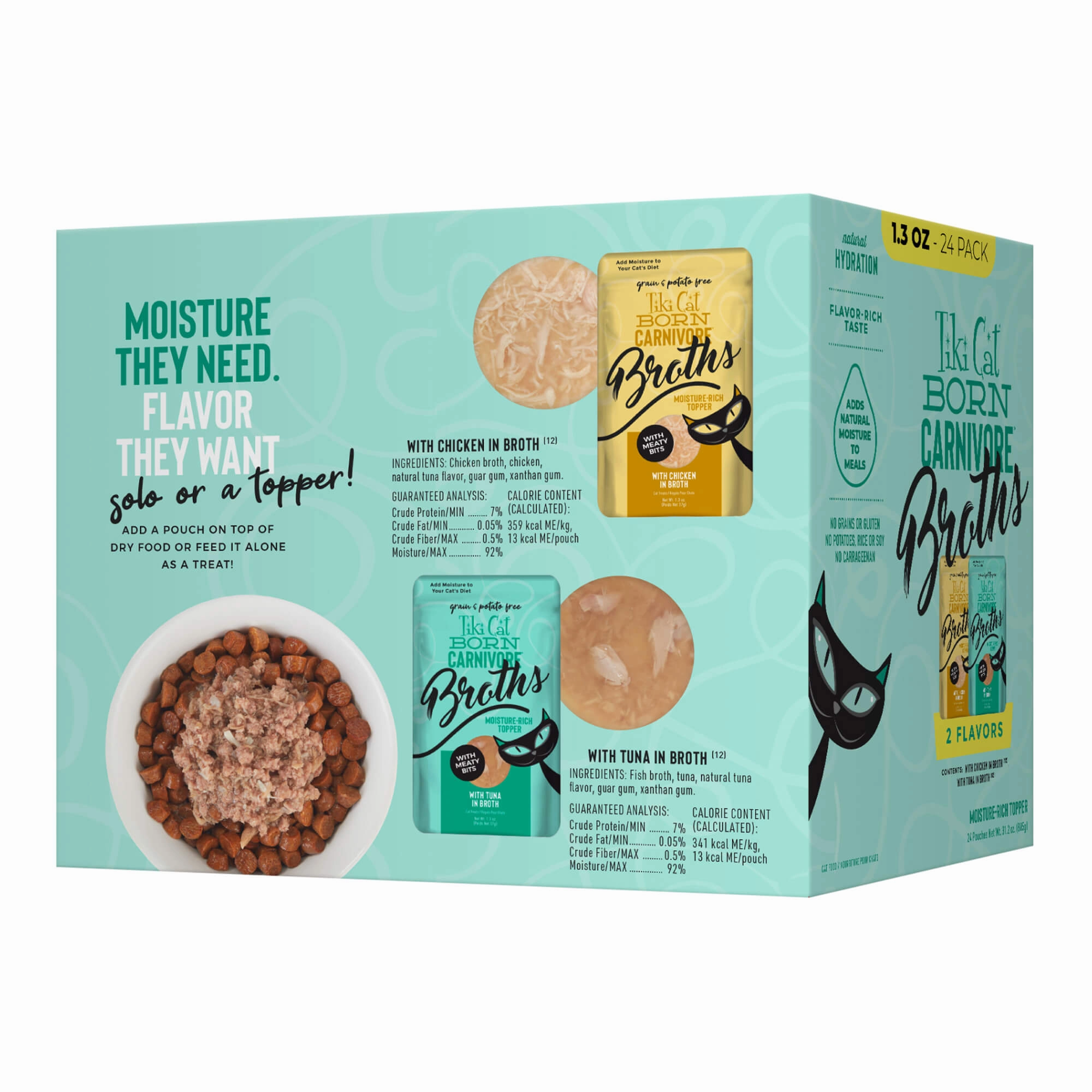 Tiki Cat Born Carnivore Broths Wet Cat Food Topper, Variety Pack