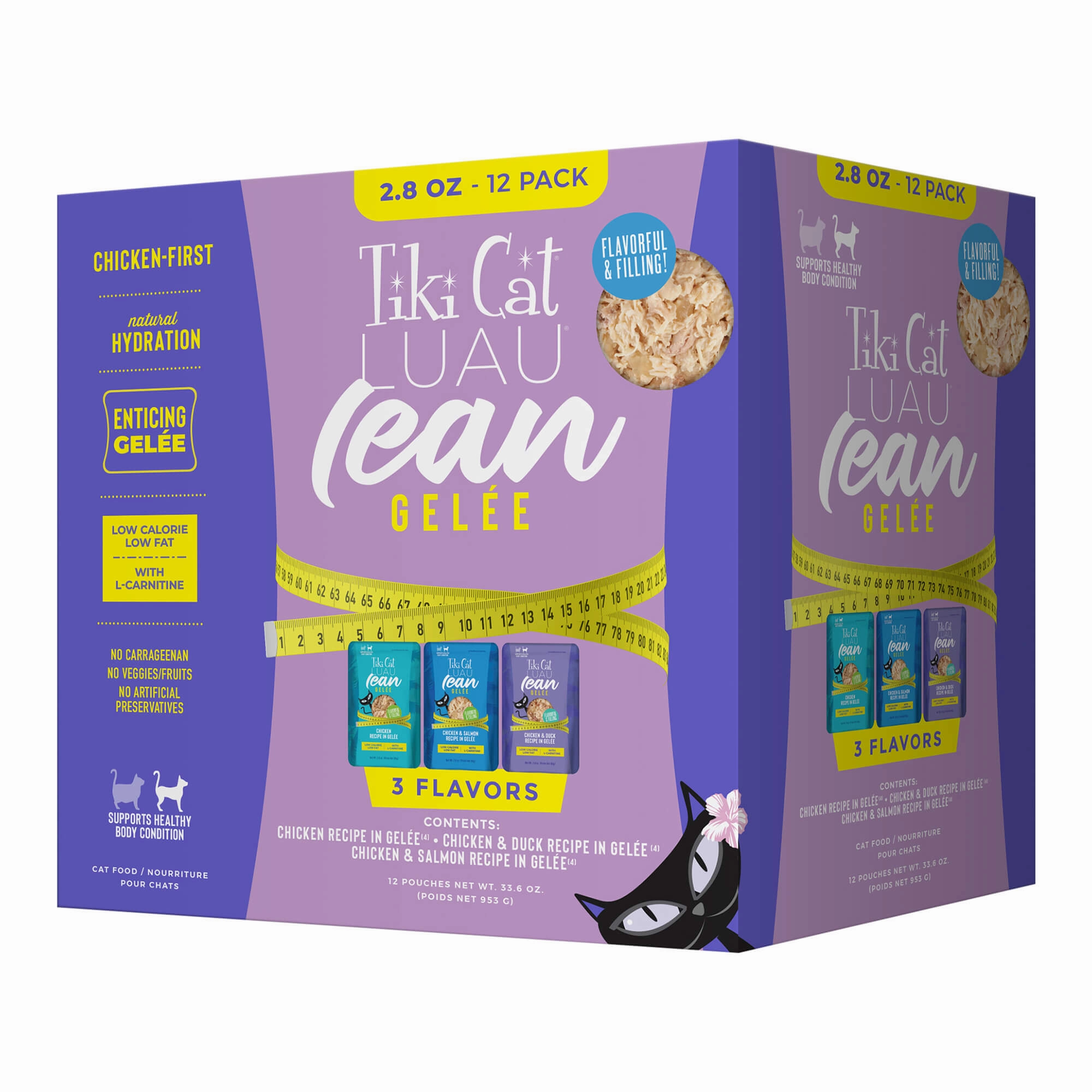 Tiki Cat Luau Lean Gelee Wet Cat Food, Variety Pack, 2.8 oz Pouch, 12 ct cat treats,dry cat food,cat snack pouch