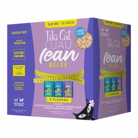Tiki Cat Luau Lean Gelee Wet Cat Food, Variety Pack, 2.8 oz Pouch, 12 ct cat treats,dry cat food,cat snack pouch