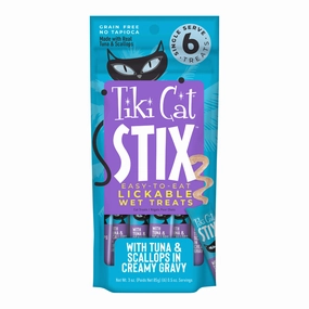 Tiki Cat Stix Wet Cat Treats, Tuna & Scallops, Case of 12 (6 ct) cat treats,dry cat food,cat snack pouch