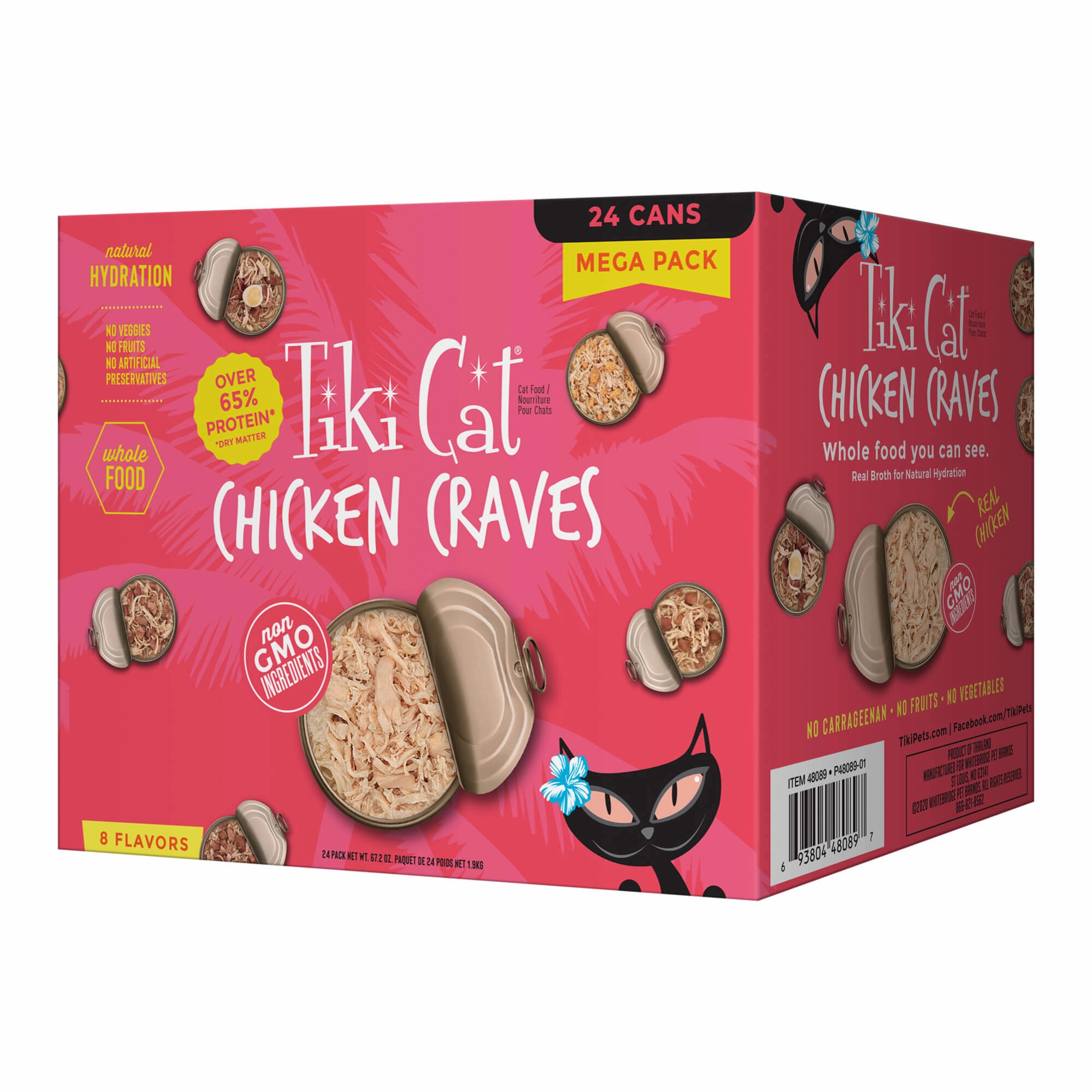 Tiki Cat Wet Cat Food Mega Pack, Chicken Craves Variety Pack, 2.8 oz Cans, 24 ct cat climbing tree cat hammock cat steps cat grooming kit cat safety gate