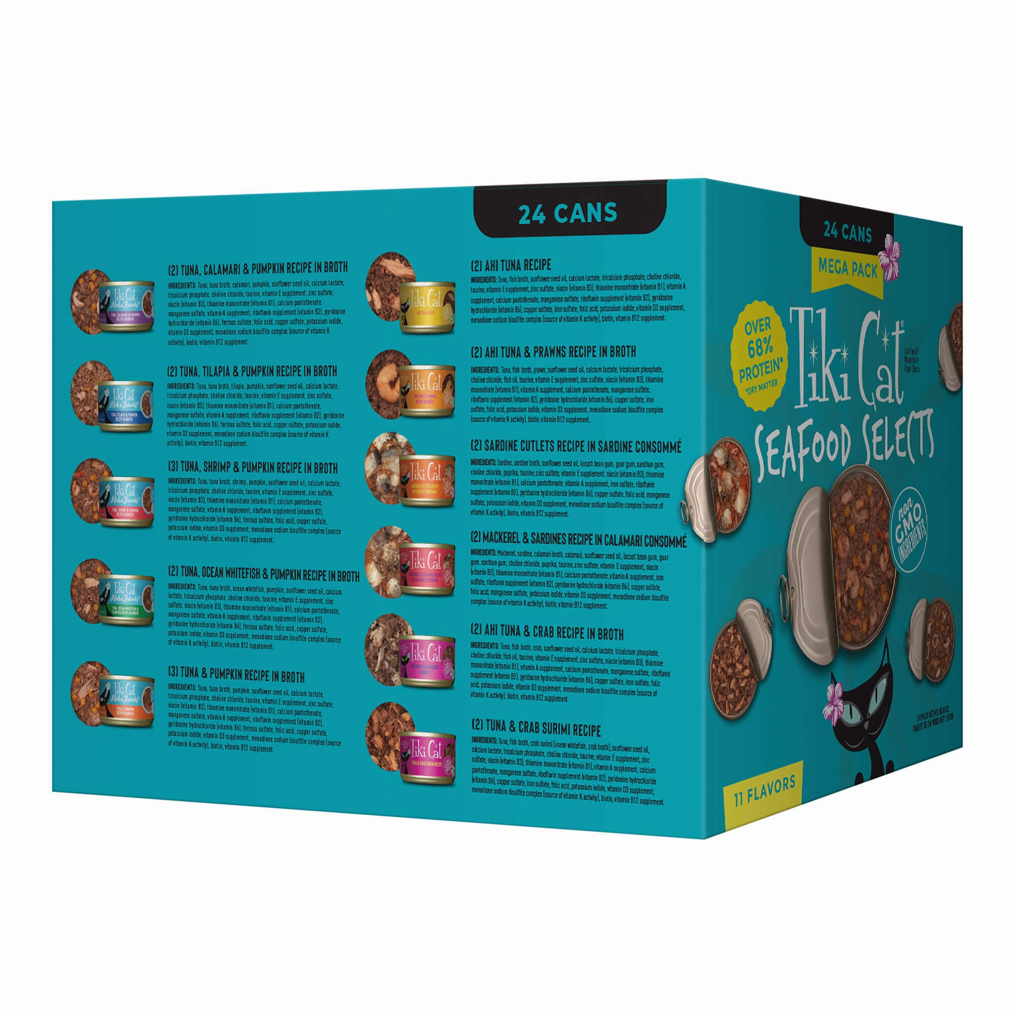Tiki Cat Wet Cat Food Mega Pack, Fish Favorites, Variety Pack, 3 oz Cans, 24 ct