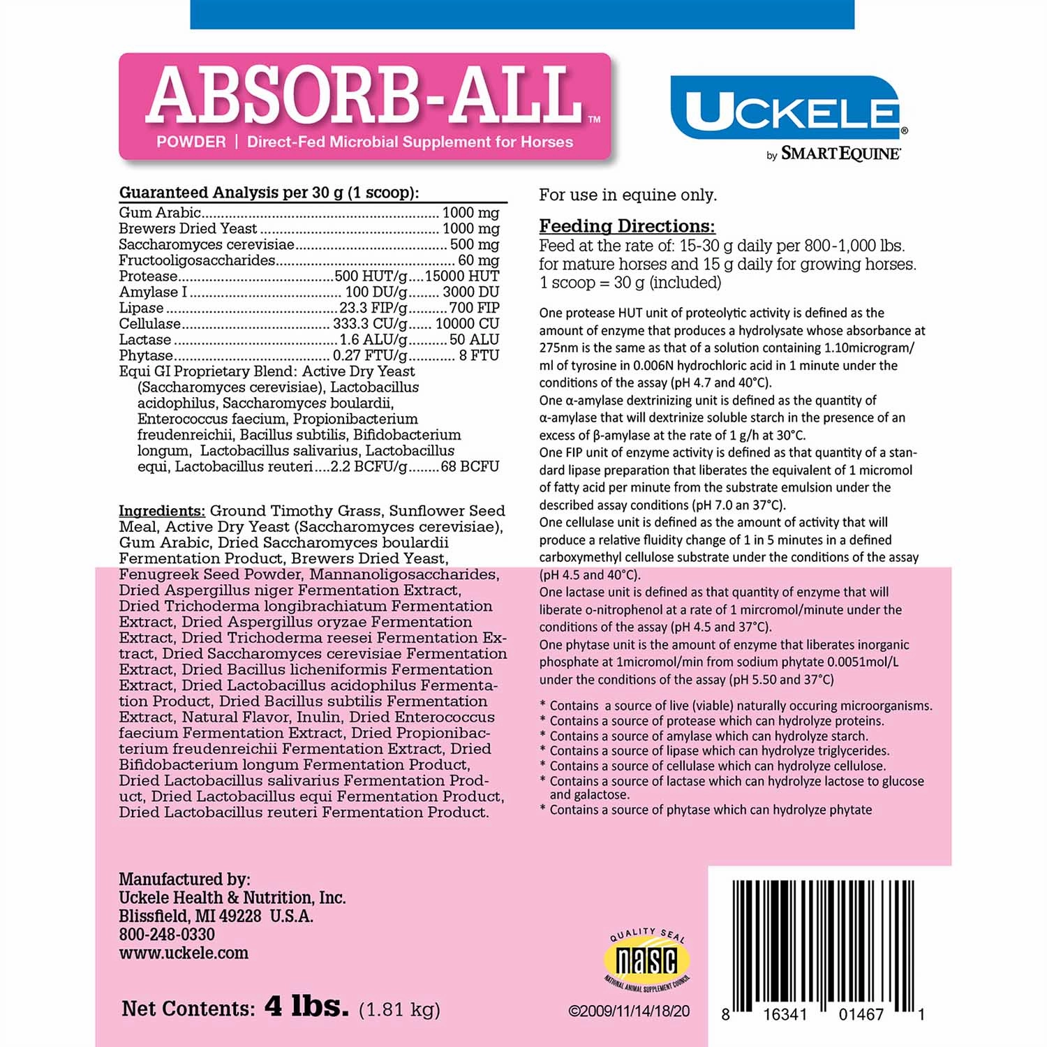 Uckele Absorb-All Digestive Supplement for Horses, Powder