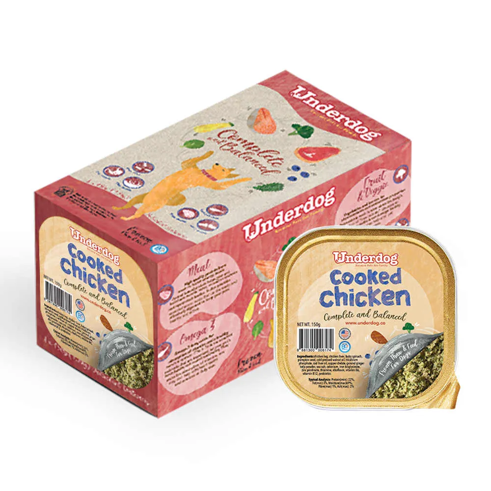 Underdog Cooked Chicken Complete & Balanced Frozen Dog Food 1.2kg dog sweater dog tuxedo dog dress holiday dog outfit dog birthday shirt