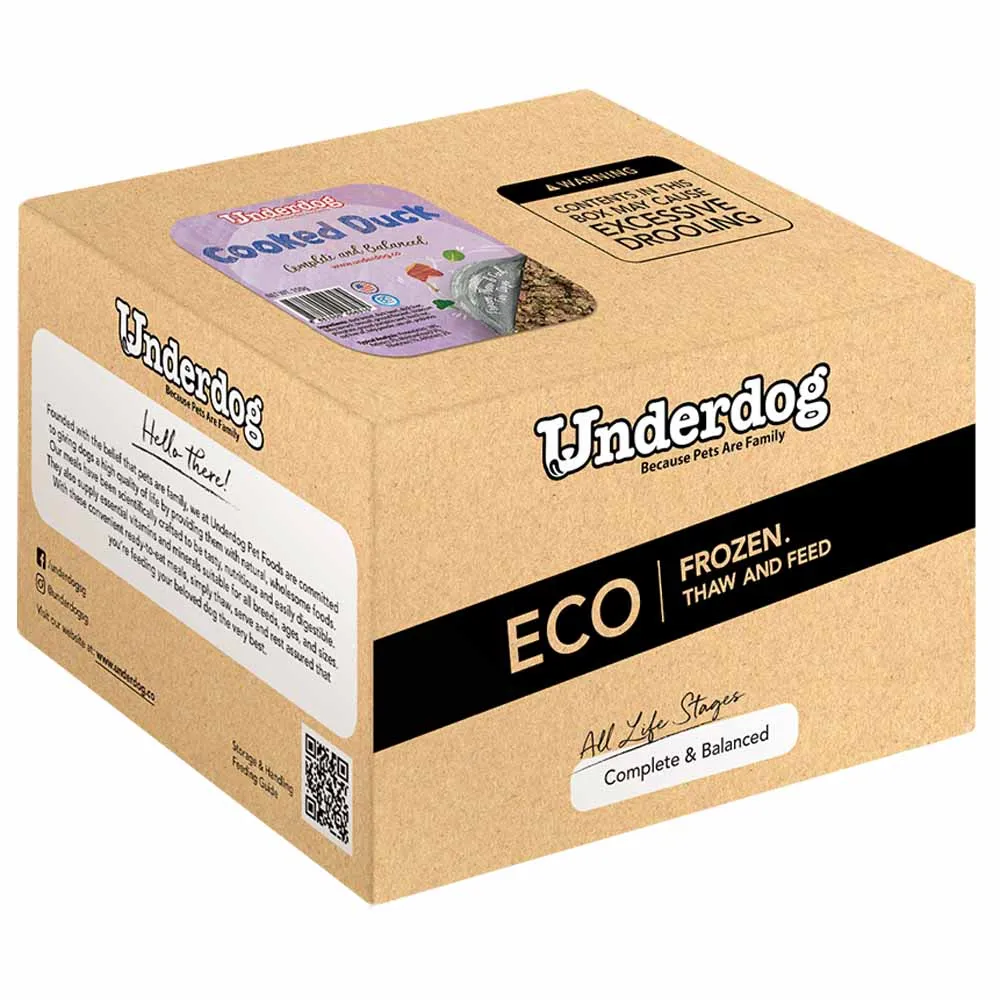 Underdog Cooked Duck Complete & Balanced Eco Pack Frozen Dog Food 3kg dog sweater dog tuxedo dog dress holiday dog outfit dog birthday shirt