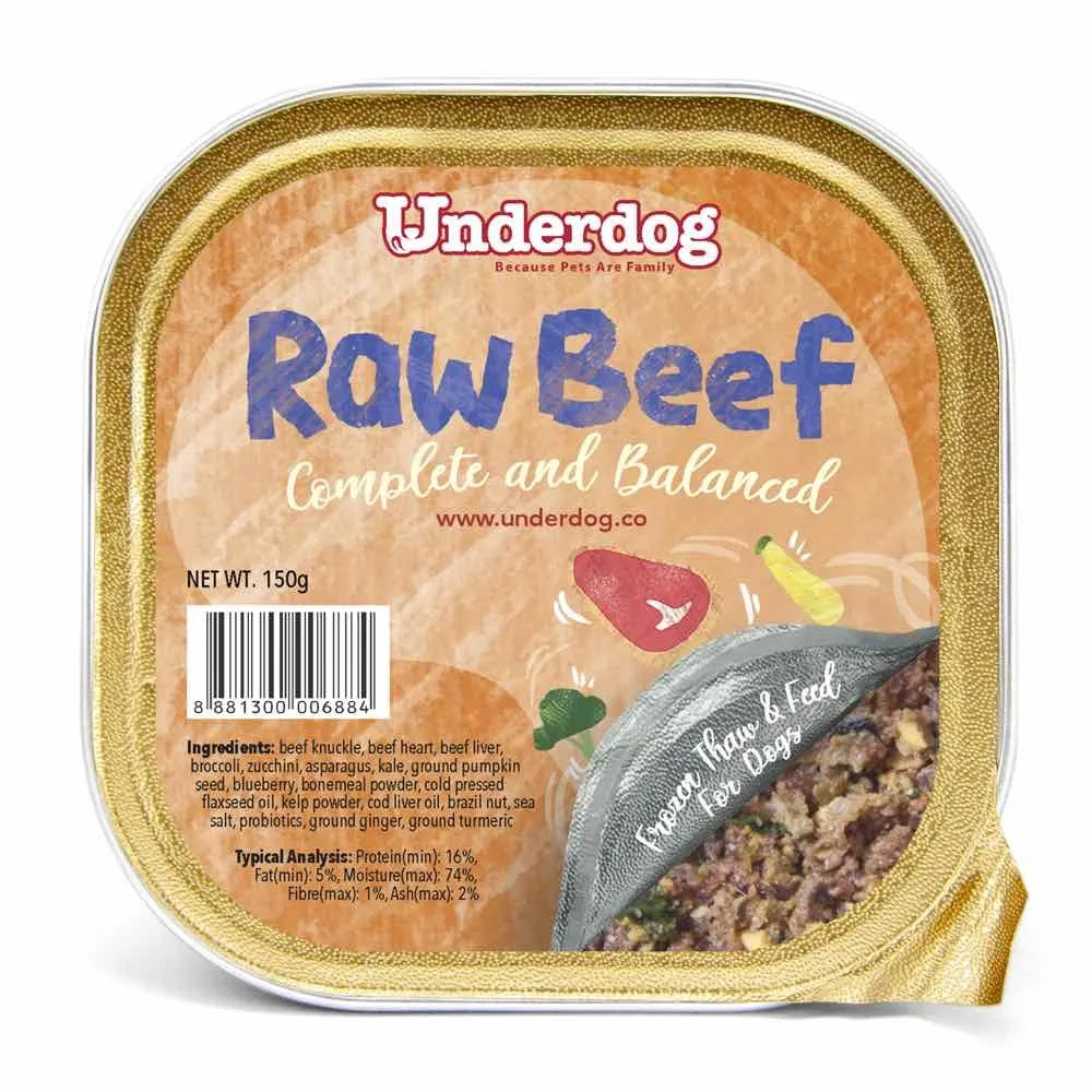 Underdog Raw Beef Complete & Balanced Frozen Dog Food 150g dog sweater dog tuxedo dog dress holiday dog outfit dog birthday shirt