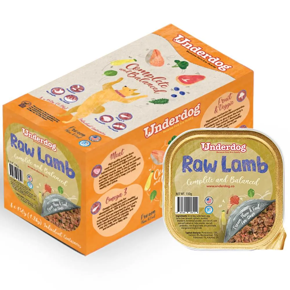 Underdog Raw Lamb Complete & Balanced Frozen Dog Food 1.2kg dog sweater dog tuxedo dog dress holiday dog outfit dog birthday shirt