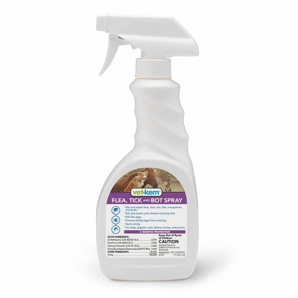 Vet-Kem Flea, Tick & Bot Spray, 16 oz pet shampoo conditioner combo pet detangler pet skin care flea shampoo