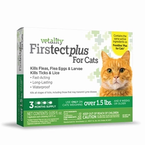Vetality Firstect Plus for Cats, 3-pack plush dog toys fluffy dog toy dog cuddle toy dog toy set stuffed toy for dogs