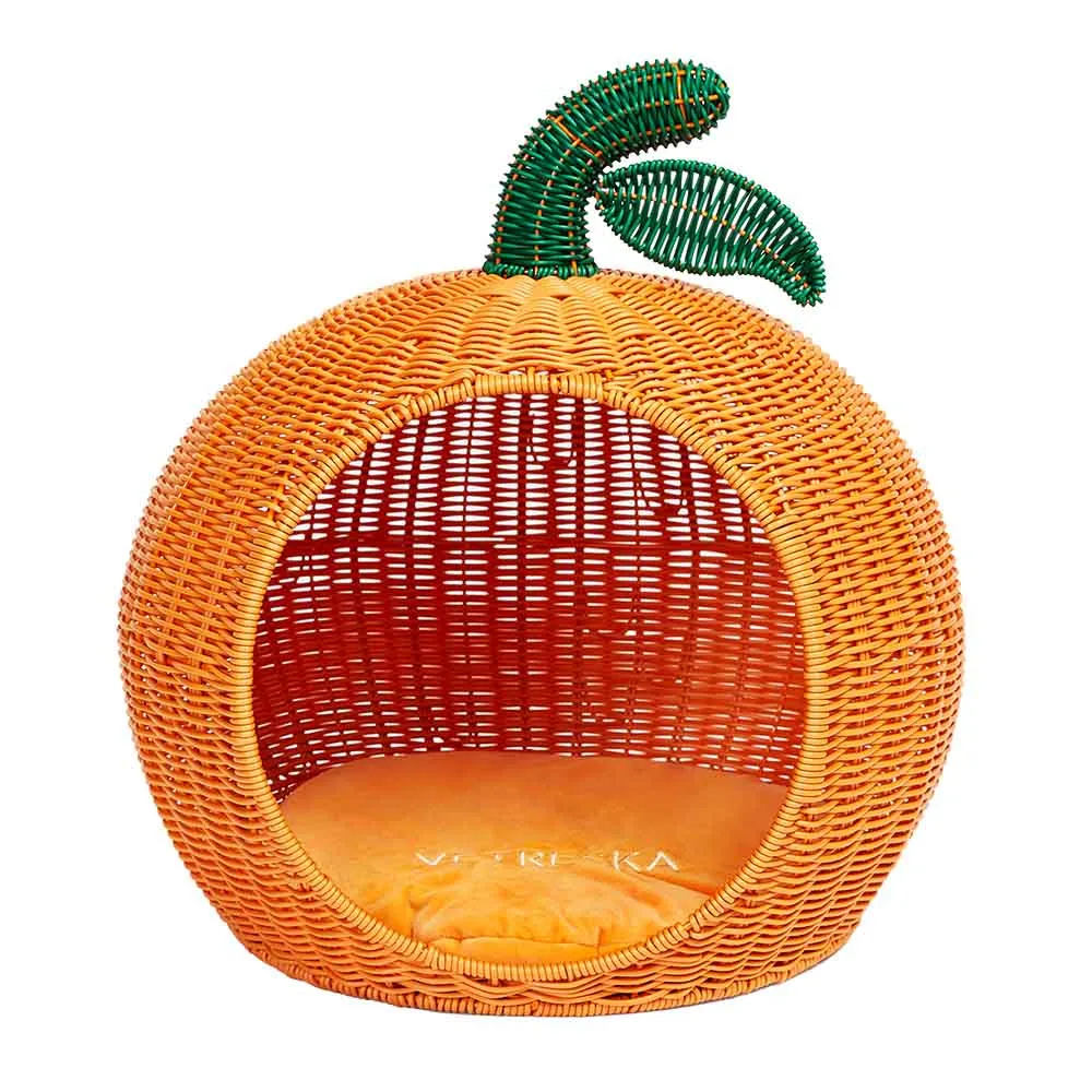 VETRESKA Tangerine Rattan Bed For Cats & Dogs dog bones rawhide chew sticks dog jerky bacon bone