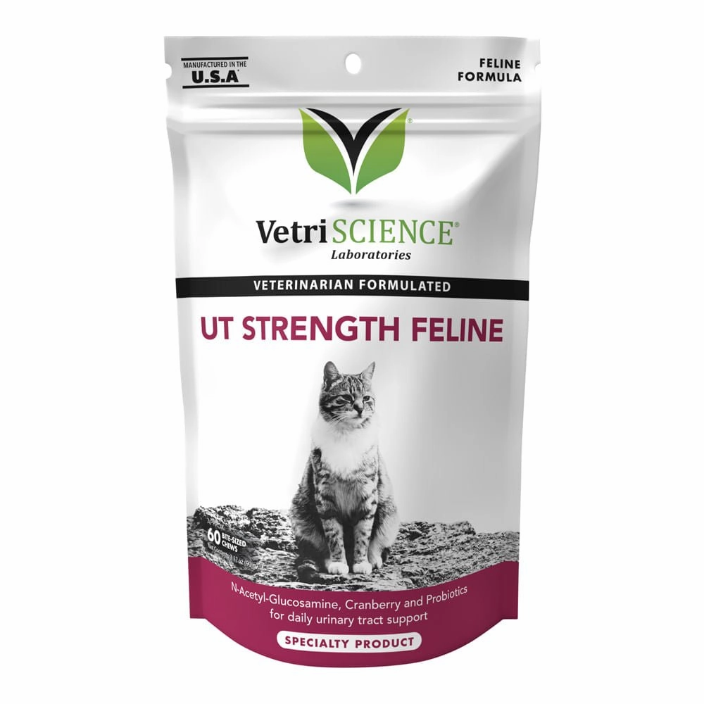 VetriScience UT Strength Feline, 60 Bite-Sized Chews cat scratchers cat towers cat window perch cat heating pad cat calming spray