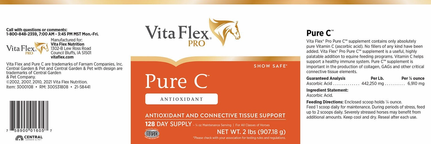 Vita Flex Pure C Premium Quality Vitamin C for Horses, 128 Day Supply