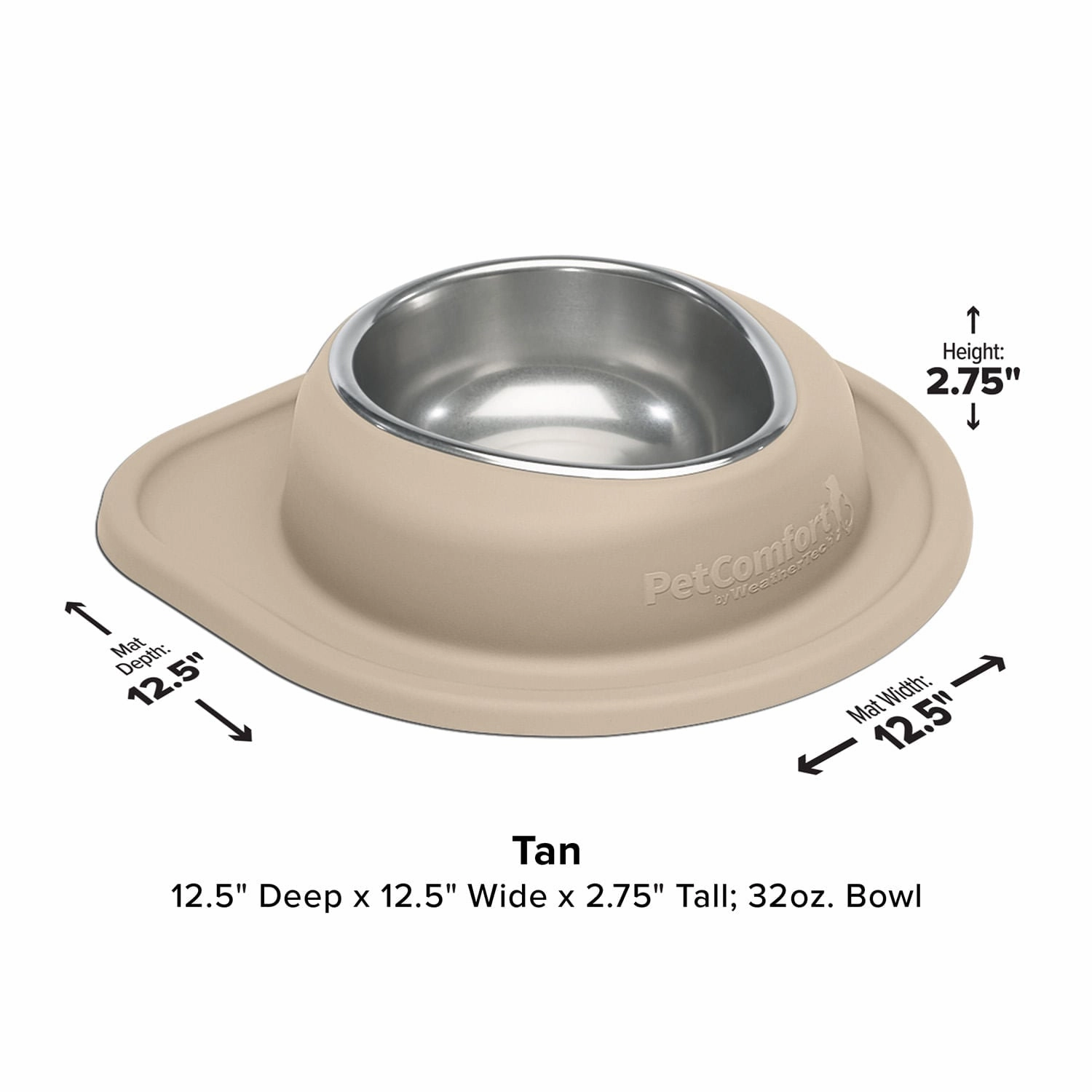 WeatherTech Single Low Pet Feeding System, Stainless Steel