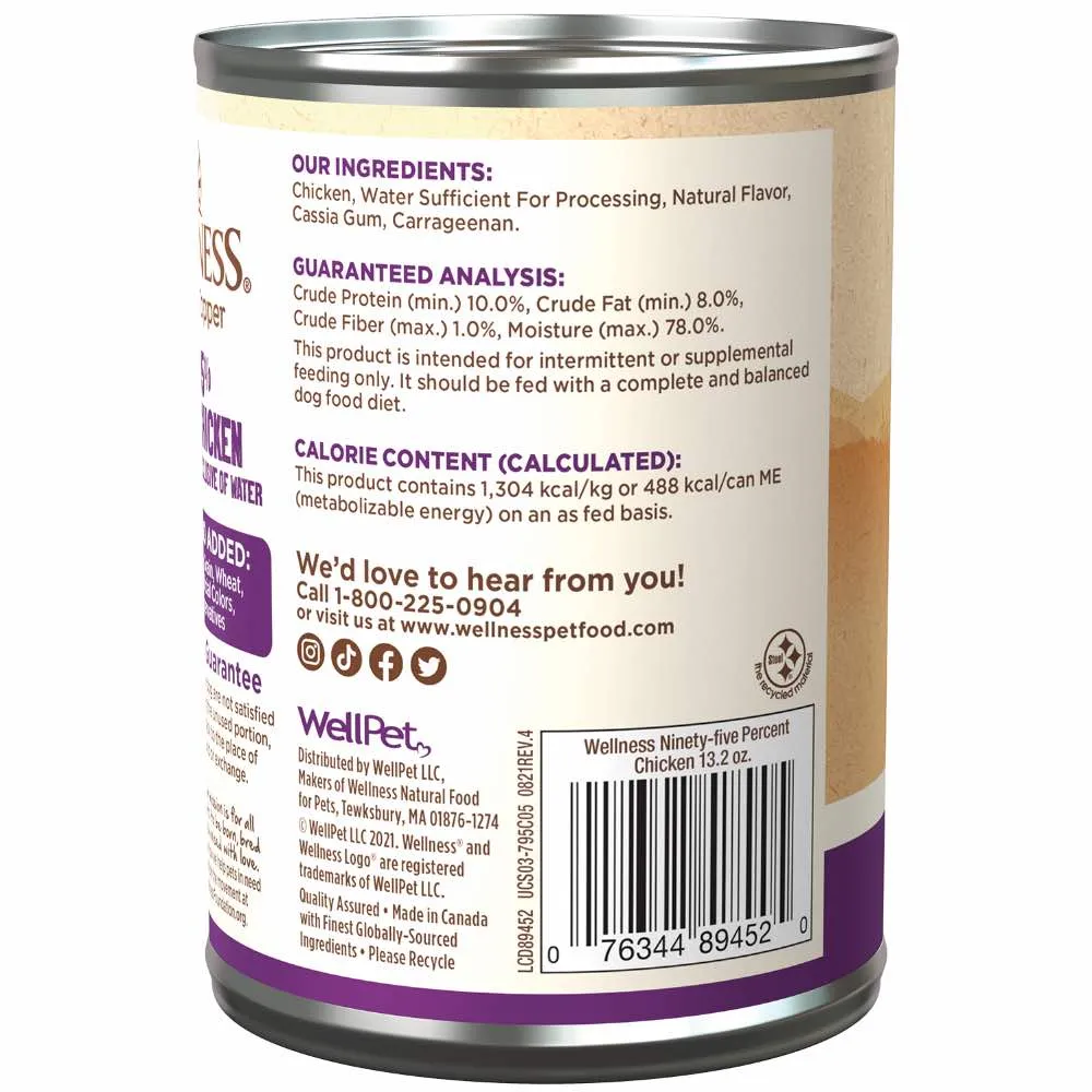 Wellness 95% Chicken Grain-Free Canned Dog Food 374g