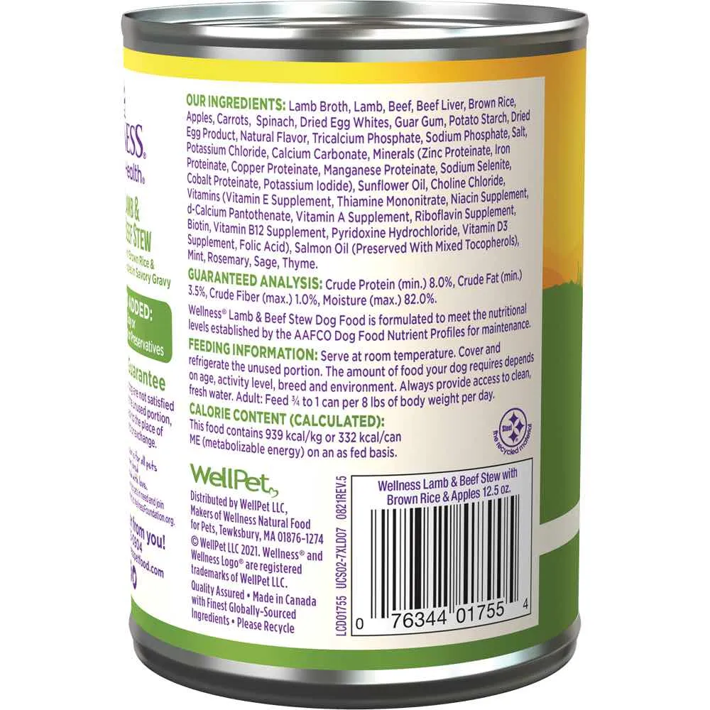 Wellness Complete Health Lamb & Beef Stew With Brown Rice & Apples Canned Dog Food 354g