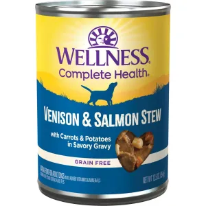Wellness Complete Health Venison & Salmon Stew With Carrots & Potatoes Grain-Free Canned Dog Food 354g dog supplies dog food toys accessories dog bed