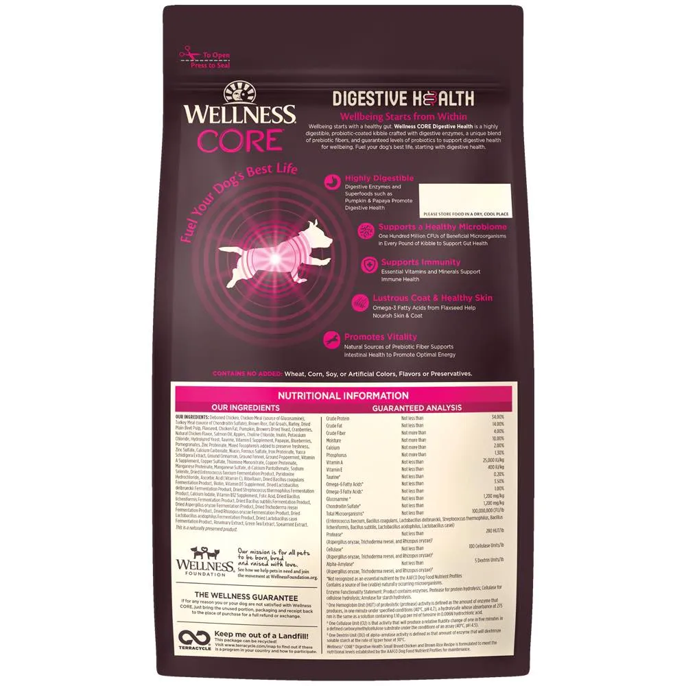 Wellness CORE Digestive Health Chicken & Brown Rice Small Breed Adult Dry Dog Food 12lb