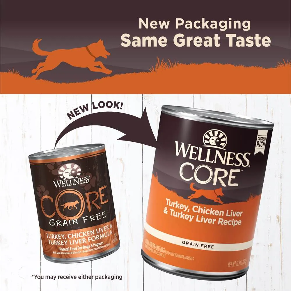 Wellness CORE Grain-Free Turkey, Chicken Liver & Turkey Liver Canned Dog Food 354g