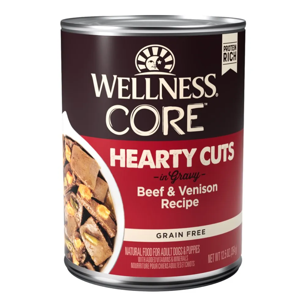 Wellness CORE Hearty Cuts In Gravy Beef & Venison Grain-Free Canned Dog Food 354g dog supplies dog food toys accessories dog bed