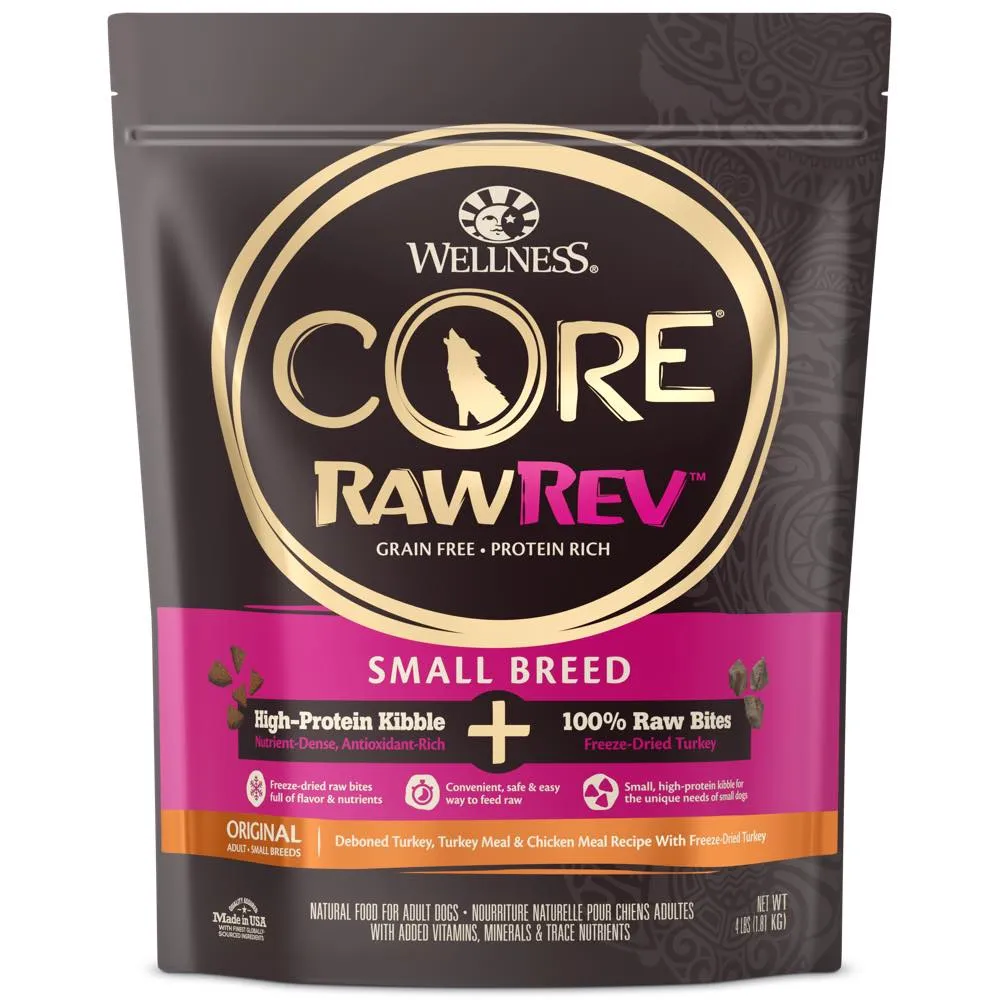 Wellness CORE RawRev Small Breed Adult Grain-Free Dry Dog Food 10lb (Exp Oct 25) dog supplies dog food toys accessories dog bed