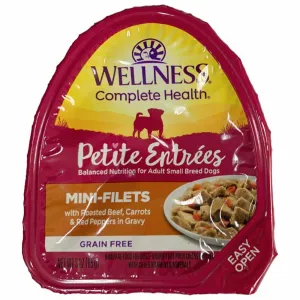 Wellness Petite Entrees Mini-Filets Roasted Beef in Gravy Grain-Free Tray Dog Food 85g dog supplies dog food toys accessories dog bed